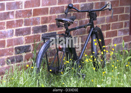 Ciclo Vintage contro la parete Chelsea Flower Show 2008 in argento dorato medal winning garden " da vita vita Giardino George' Foto Stock