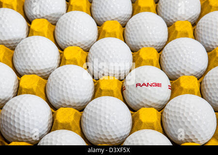 Palline da golf in una scatola per uova Foto Stock