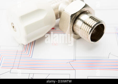 La pianificazione del sistema di calore e di approvvigionamento di acqua Foto Stock