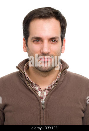 Ritratto di un barbuto giovane uomo Foto Stock