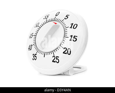 Timer da cucina isolato su bianco Foto Stock