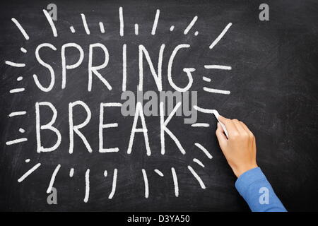 Spring Break Blackboard. Spring Break scritti sulla lavagna Foto Stock