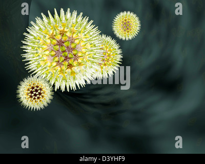 I virus in un flusso di sangue. Visualizzazione medica. 3d reso illustrazione. Foto Stock