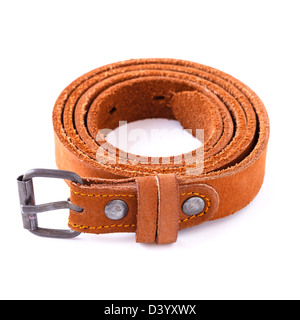 Cintura in pelle parrone isolati su sfondo bianco Foto Stock