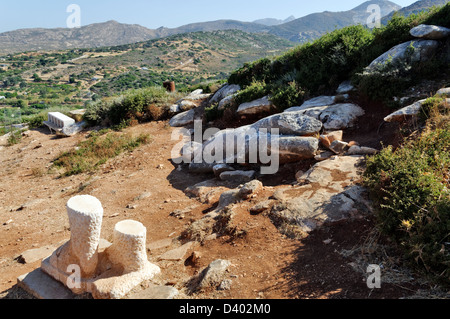 Naxos. Le Cicladi. La Grecia. Il Kouros di Farangi layss abbandonata presso le antiche cave di marmo della valle di Melanes sull isola di Naxos Foto Stock