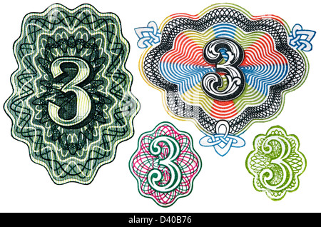 Numero 3 da 3 rubli banconota, su sfondo bianco, Russia, 1961 Foto Stock