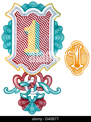 Numero 1 da 1 rublo banconota, su sfondo bianco, Russia, 1961 Foto Stock