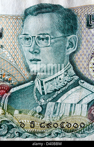 Ritratto del Re Rama IX da 20 Baht banconota, Thailandia, 1981 Foto Stock