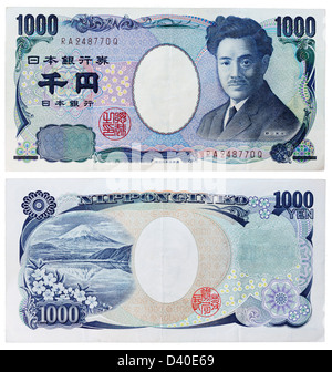 1000 Yen banconota, Hideo Noguchi e vista del Monte Fuji, Giappone, 2004 Foto Stock