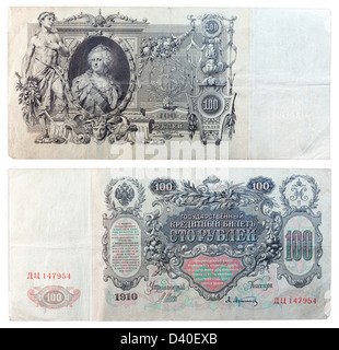 100 rubli banconota, Catherine II, Russia, 1910 Foto Stock