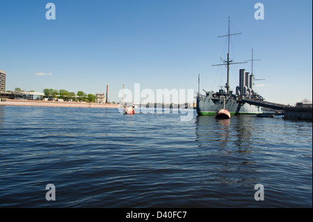 Incrociatore Aurora come un simbolo della rivoluzione in Russia Foto Stock