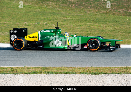 Charles Pic (FRA), Caterham F1 Team-Renault CT-03, Formula 1 sessioni di collaudo del Circuito de Catalunya, Barcelona, Spagna, Febbraio 2013 Foto Stock