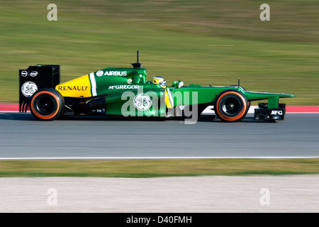 Charles Pic (FRA), Caterham F1 Team-Renault CT-03, Formula 1 sessioni di collaudo del Circuito de Catalunya, Barcelona, Spagna, Febbraio 2013 Foto Stock