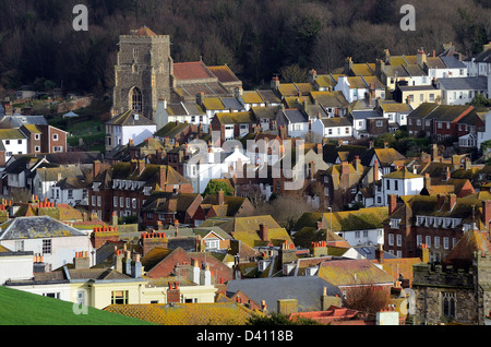 Tetti in Hastings Old Town East Sussex England Regno Unito Foto Stock