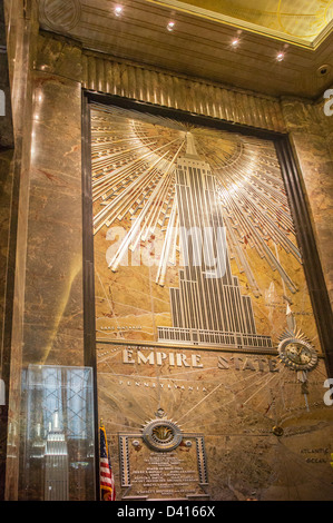 Empire State Building, la lobby, New York, Stati Uniti, Foto Stock