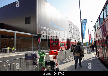 La diffusione internazionale di centro (IBC) è stato usato per alloggiare tutti i mondi dei supporti durante il London 2012 Giochi Olimpici e Paralimpici Foto Stock