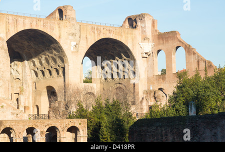 Dettagli di resti e rovine dell antica Roma Italia mostra Basilica di Massenzio e Costantino Foto Stock