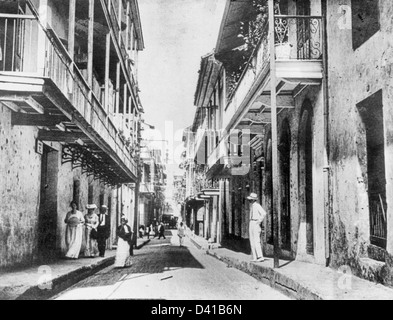 Strada tipica scena, Panama City, Panama, circa 1914 Foto Stock