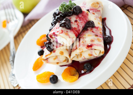 Frittelle dolci di formaggio a pasta morbida, primo piano Foto Stock