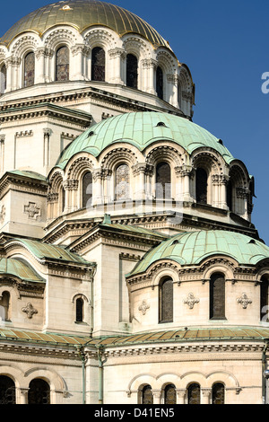 Le cupole della cattedrale di St. Alexander Nevsky, Sofia, Bulgaria, Europa Foto Stock