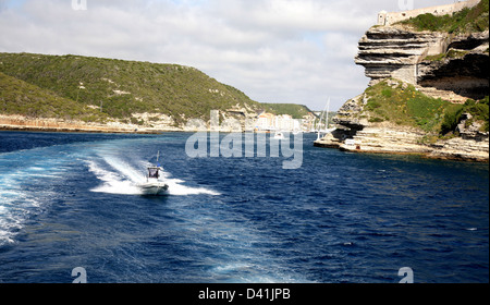 Barca veloce a Bonifacio, Corsica, Francia Foto Stock
