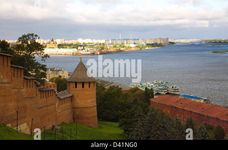 La confluenza di due fiumi Oka e Volga a Nizhny Novgorod Russia Foto Stock