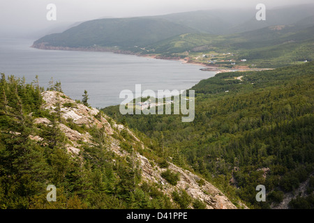 Vista costiera sul Cabot Trail, Cape Breton, Nova Scotia Foto Stock