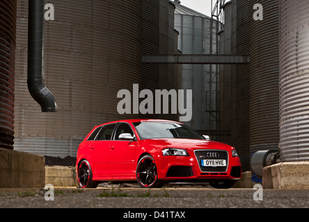 Red Audi RS 3, Winchester, England, Regno Unito Foto Stock