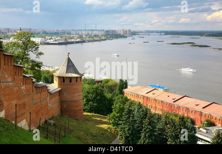 Vista Strelka da Nizhny Novgorod Cremlino in Russia Foto Stock