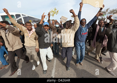 Ben Gardane, Tunisia, applicato per i rifugiati sudanesi nel campo di Shousha Foto Stock