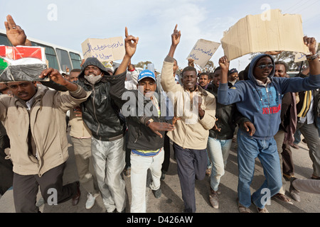 Ben Gardane, Tunisia, applicato per i rifugiati sudanesi nel campo di Shousha Foto Stock