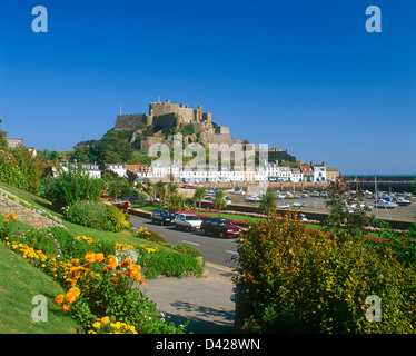 Gorey lungomare e il porto, Jersey, Isole del Canale Foto Stock