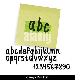 Alfabeto manoscritta (lettere minuscole con numeri) Foto Stock