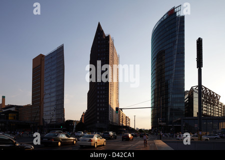 Berlino, Germania, edifici di fine a Potsdamer Platz in serata sun Foto Stock