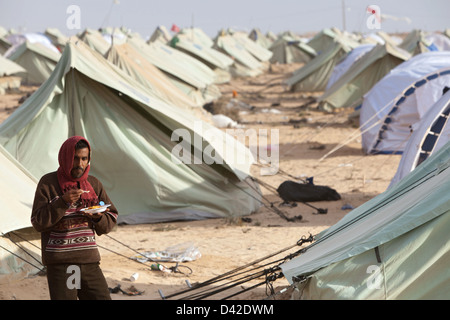 Ben Gardane, Tunisia, i rifugiati a Shousha Refugee Camp Foto Stock