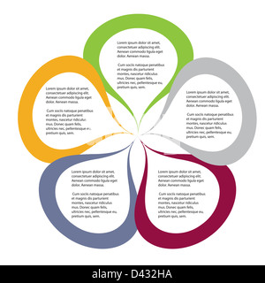 Concetto di coloratissimi banner circolare in forma di fiori per diversi business design. Illustrazione Vettoriale Foto Stock