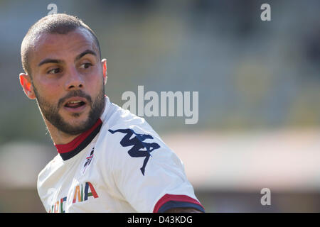 Francesco Pisano (Cagliari), 3 marzo 2013 - Calcio : Italiano 'Serie A' match tra Bologna 3-0 Cagliari a Stadio Renato Dall'Ara di Bologna, Italia. (Foto di Maurizio Borsari/AFLO) Foto Stock