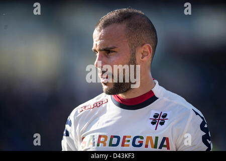 Francesco Pisano (Cagliari), 3 marzo 2013 - Calcio : Italiano 'Serie A' match tra Bologna 3-0 Cagliari a Stadio Renato Dall'Ara di Bologna, Italia. (Foto di Maurizio Borsari/AFLO) Foto Stock