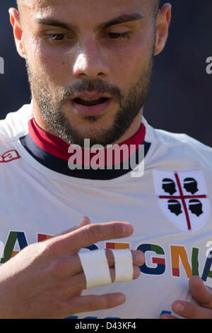 Francesco Pisano (Cagliari), 3 marzo 2013 - Calcio : Italiano 'Serie A' match tra Bologna 3-0 Cagliari a Stadio Renato Dall'Ara di Bologna, Italia. (Foto di Maurizio Borsari/AFLO) Foto Stock