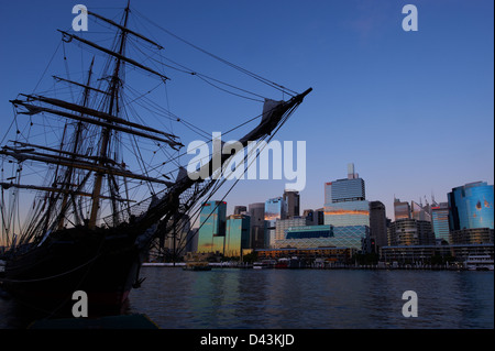 La Tall Ship James Craig ormeggiata in Darling Harbour Sydney Australia Foto Stock