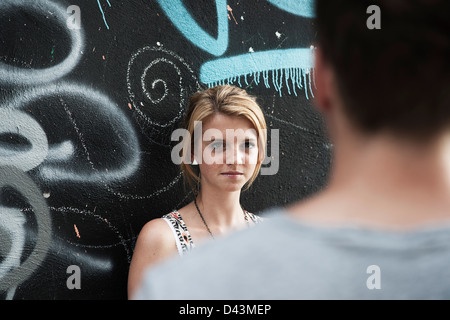 Da adolescente Graffitti, Mannheim, Baden-Württemberg, Germania Foto Stock