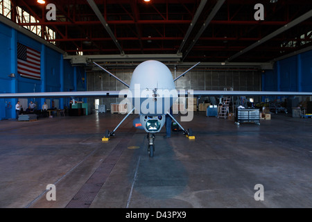 Un'immagine che mostra l'uso di sistemi di aeromobili senza equipaggio (UAS) per la sicurezza delle frontiere. La U.S. Customs and Border Protection (CBP) impiega droni per monitorare e pattugliare i confini degli Stati Uniti, migliorando le forze dell'ordine federali. Foto Stock