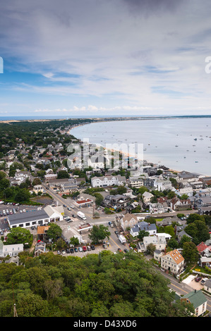 Panoramica della città e del porto, a Provincetown, Cape Cod, Massachusetts, STATI UNITI D'AMERICA Foto Stock