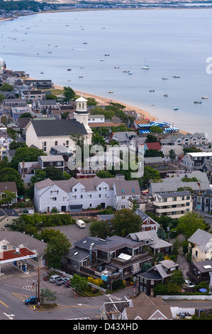 Panoramica della città e del porto, a Provincetown, Cape Cod, Massachusetts, STATI UNITI D'AMERICA Foto Stock