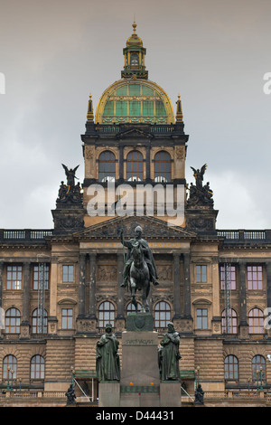 Statua, Piazza Venceslao, Prage, Repubblica Ceca Foto Stock