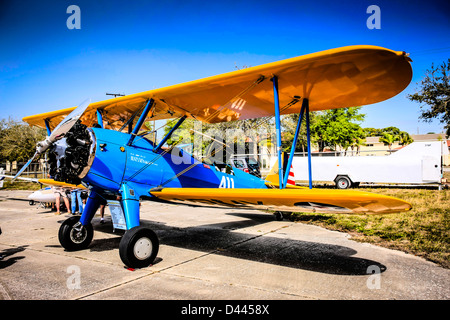 WWII US Army Air Corp PT-17 Steerman Piano di formazione presso l'aeroporto di Venezia open day Foto Stock