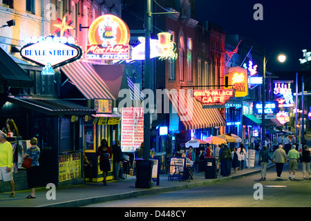 Notte in Beale Street Blues di Memphis, Tennessee TN Foto Stock