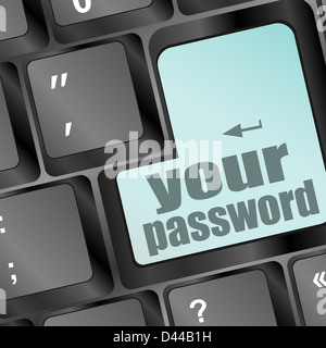 La tua password pulsante sulla tastiera - Concetto di sicurezza Foto Stock