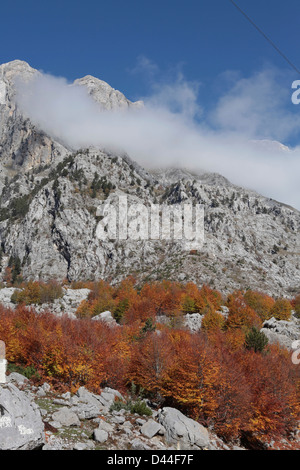 Montagne sopra il villaggio di Valbona nelle maledette montagne del nord dell'Albania (Alpi Dinariche). Foto Stock