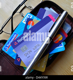 Carte di Credito Carte di Credito Carte Bancarie le banche Foto Stock